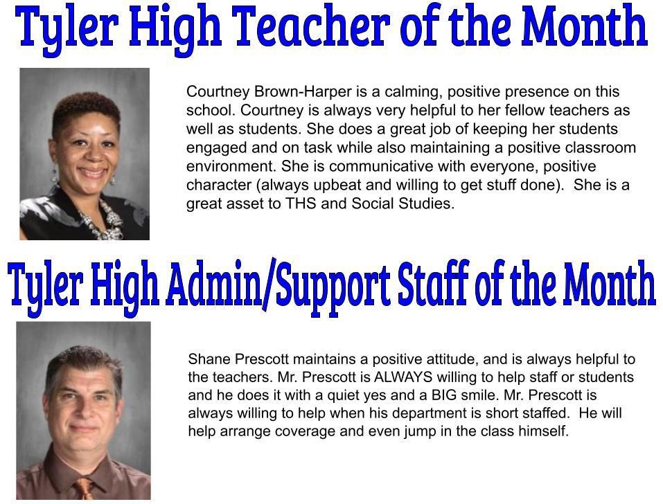 Teacher and Admin/Support Staff of the Month