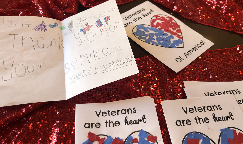 homemade cards for Veterans Day made by students