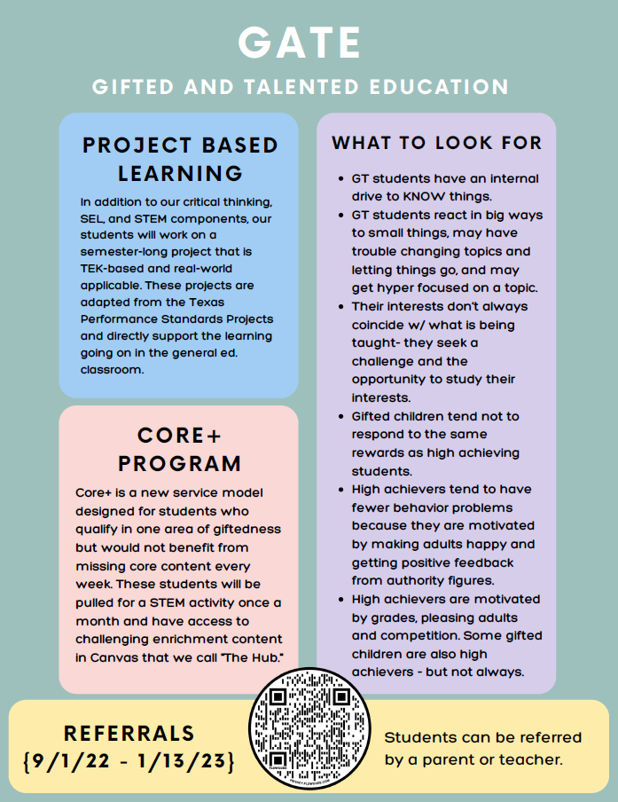 Gifted And Talented One Pager Bonner Elementary School