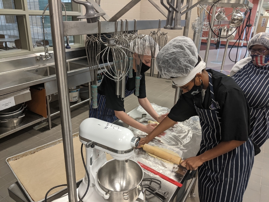Culinary students baking in the kitchen