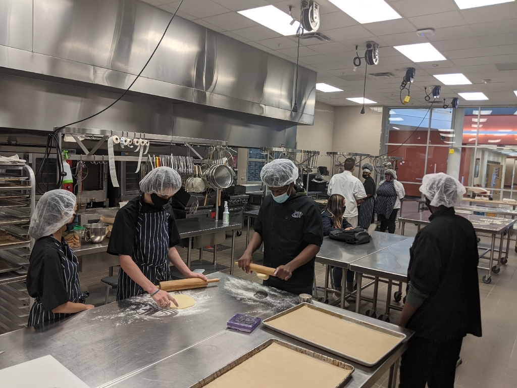 Culinary students baking in the kitchen