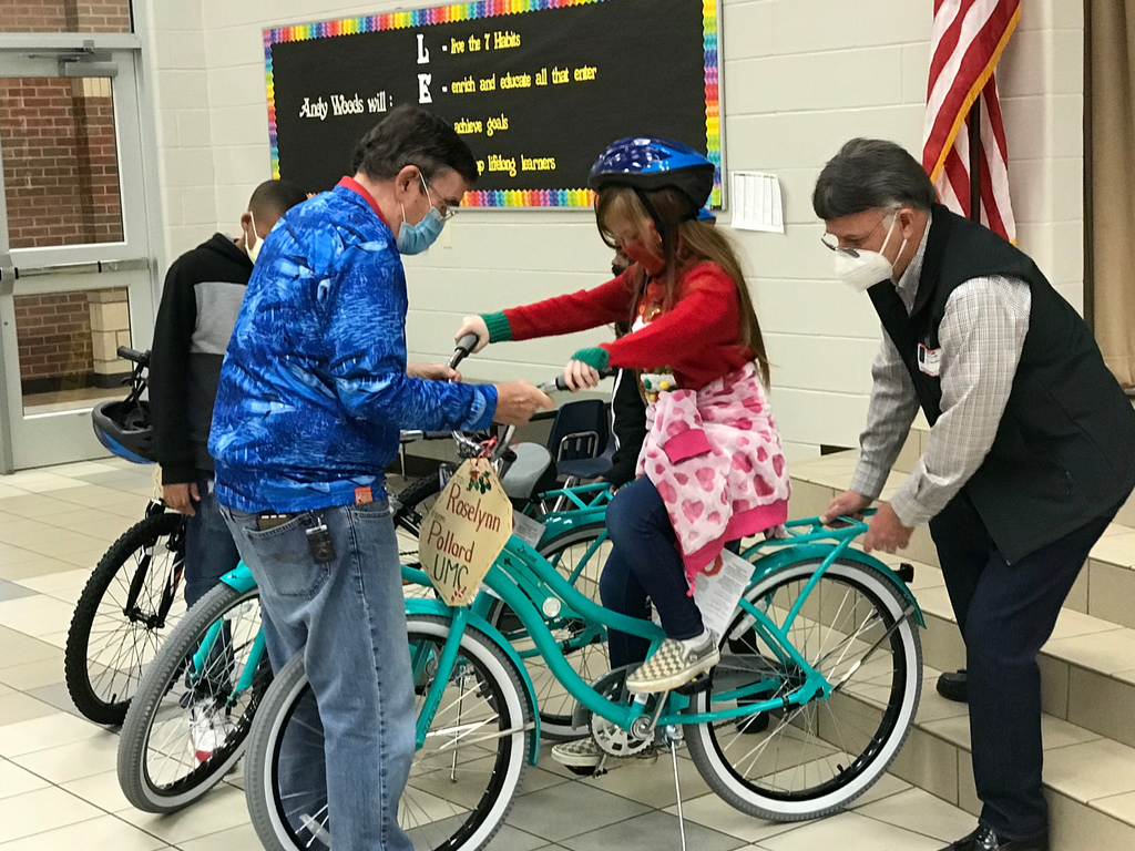 Church giving bikes to students.