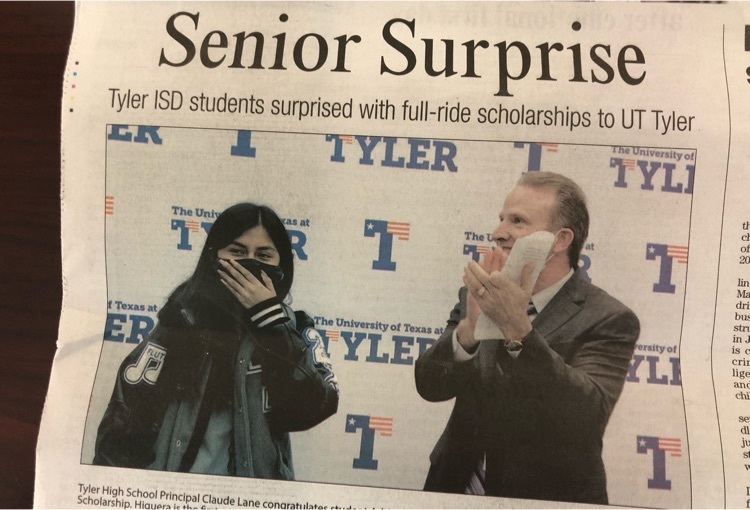 senior surprise picture on front page of TylerPaper