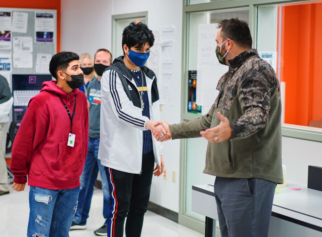 Student receiving an award