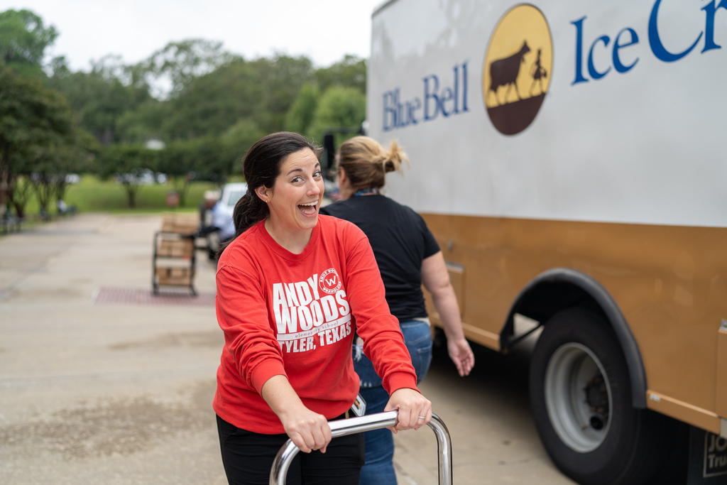 Assistant Principal with a cart of ice cream