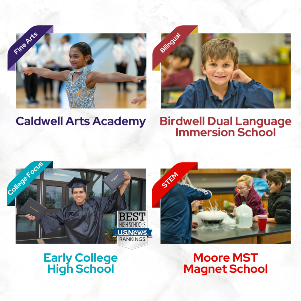 images of all four choice schools with school name under photos
