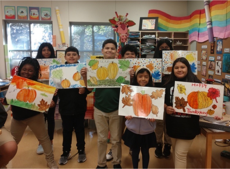 Students with original artwork