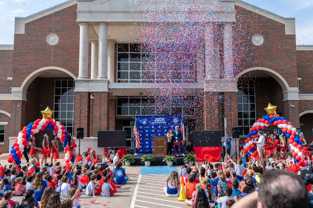 jack elementary celebrating legacy status with confetti 
