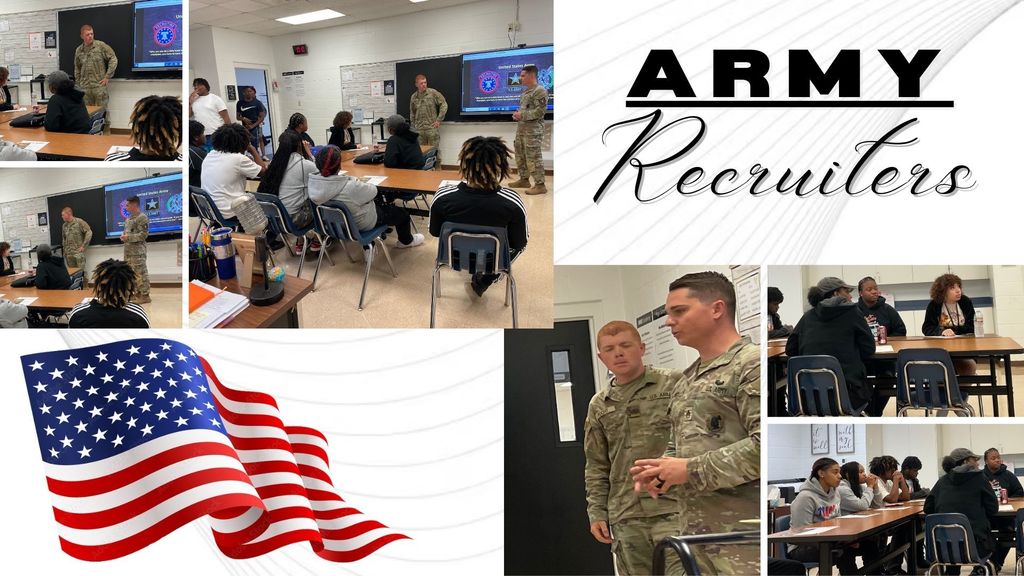 students with army recruiters