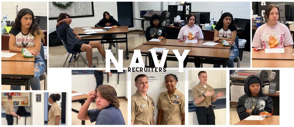 students with Navy recruiters