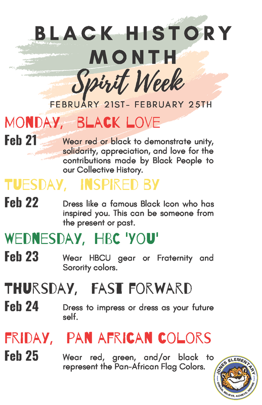 Black History Month Spirit Week Jones Elementary School